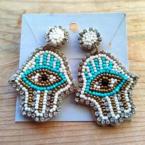 SOLD-Evil Eye Beaded earrings